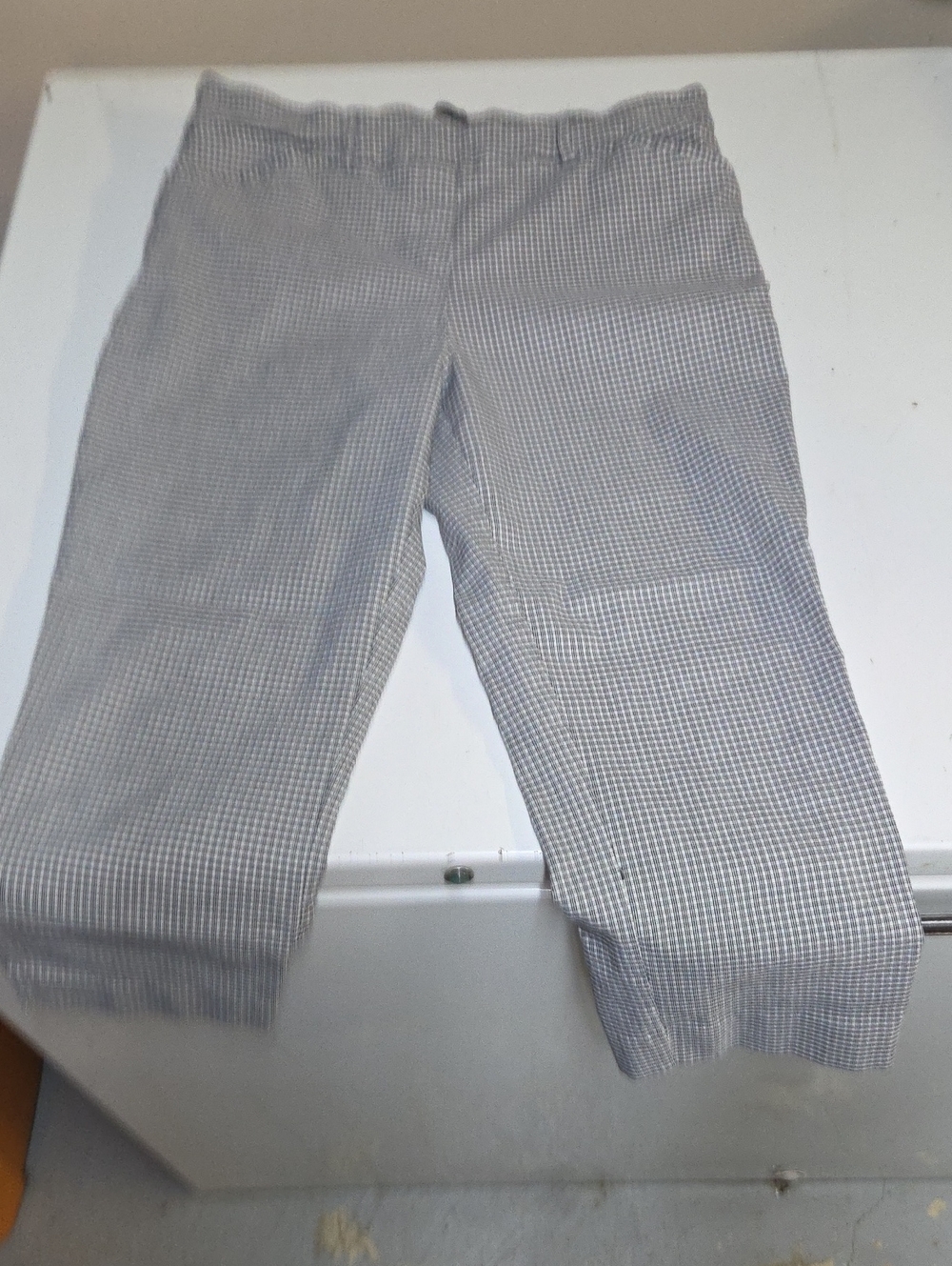 Hilary Radley Gray Gingham Stretch Pull-On Crop Capris Pants Sz 14